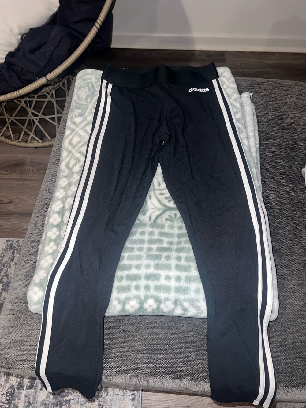 adidas Black Leggings with White Side Stripes
